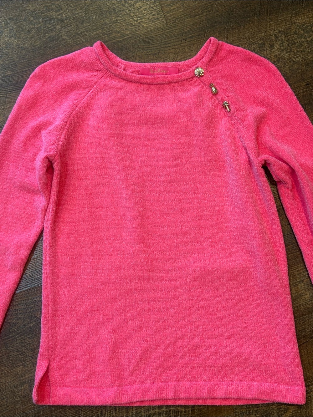 Lilly Pulitzer Hot Pink Crewneck Sweater with Button Detail - Picture 4 of 9